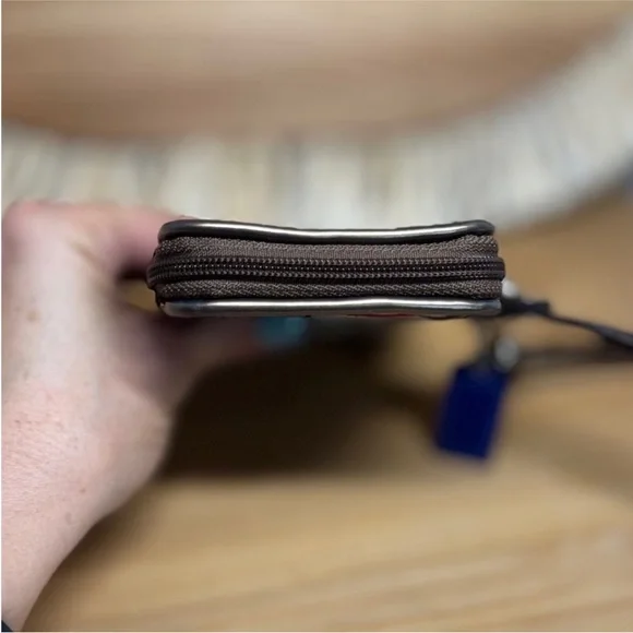 Coach Brown Signature Canvas Phone Case Mini Wristlet with Pink Red Blue Green C - Picture 11 of 15